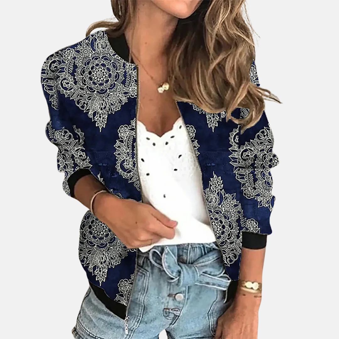 Ladies Retro Bomber Jacket with Print – Zoë