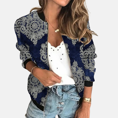 Ladies Retro Bomber Jacket with Print – Zoë