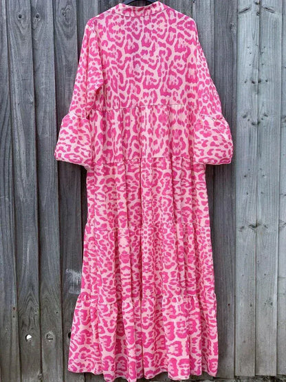 Trendy Maxi Dress with Pink Leopard Print - ChicSafari