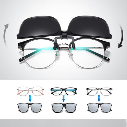 Polarising clip-on sunglasses for glasses wearers – Felix
