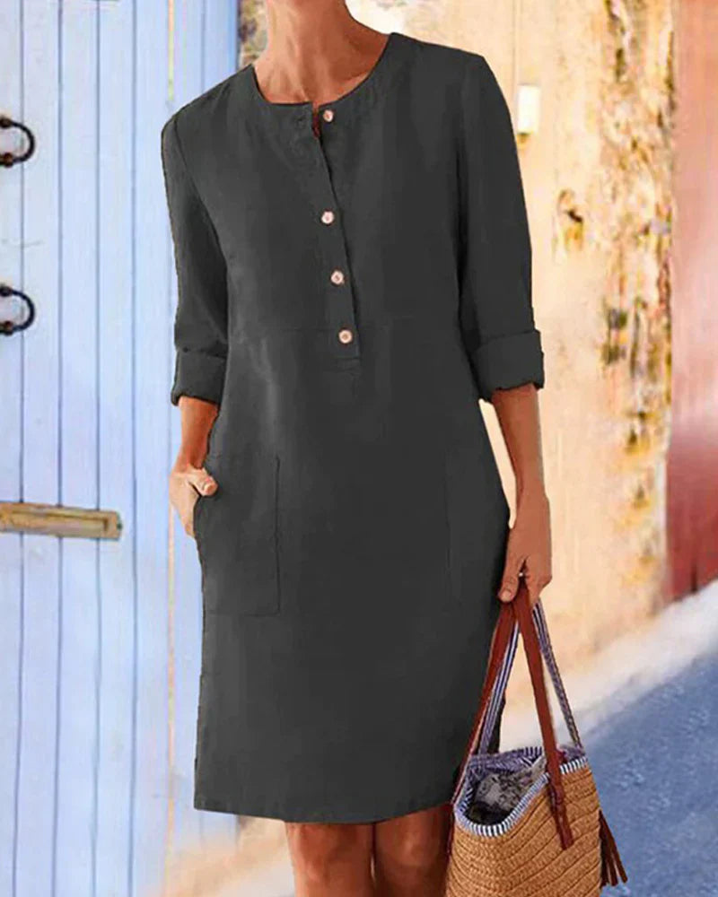 Elegant autumn dress with button placket – Allegra