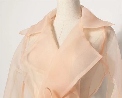Two-piece chiffon autumn outfit with belt and skirt – Maurelle