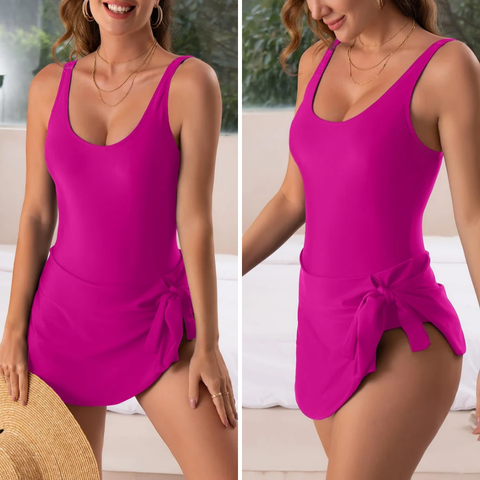 Push-up swimsuit with skirt & body-shaping effect – Nela