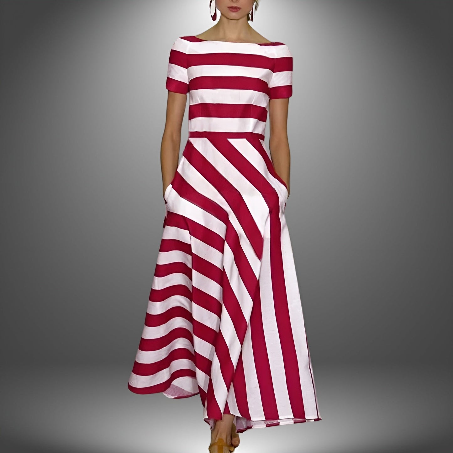 Striped & Stylish Maxi Dress with Short Sleeves – Noemi