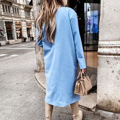 Long women's coat with button placket – Helena