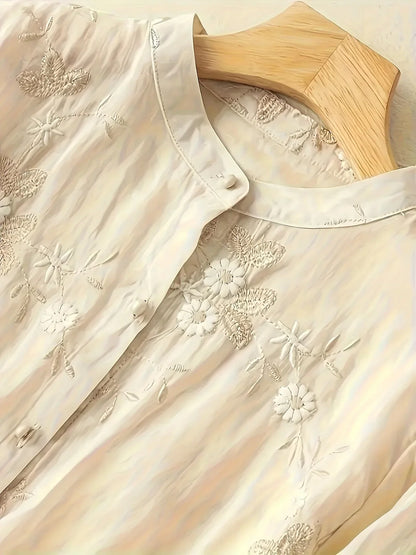 Embroidered Floral Blouse | Eliza | Button Closure | Fashionable