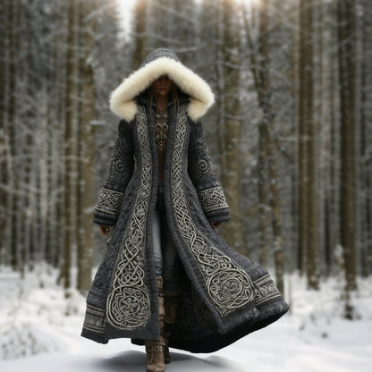 Square crop of the charcoal grey version worn by a model among snowy trees 5