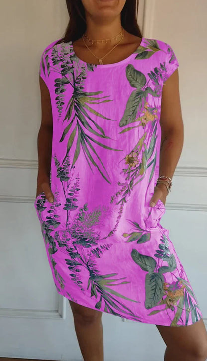 Printed dress with round neckline – Eveline