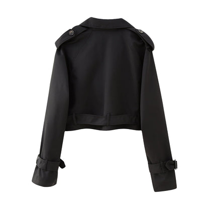 Autumnal Trendy Short Ladies' Trench Coat with Belt – Amelie