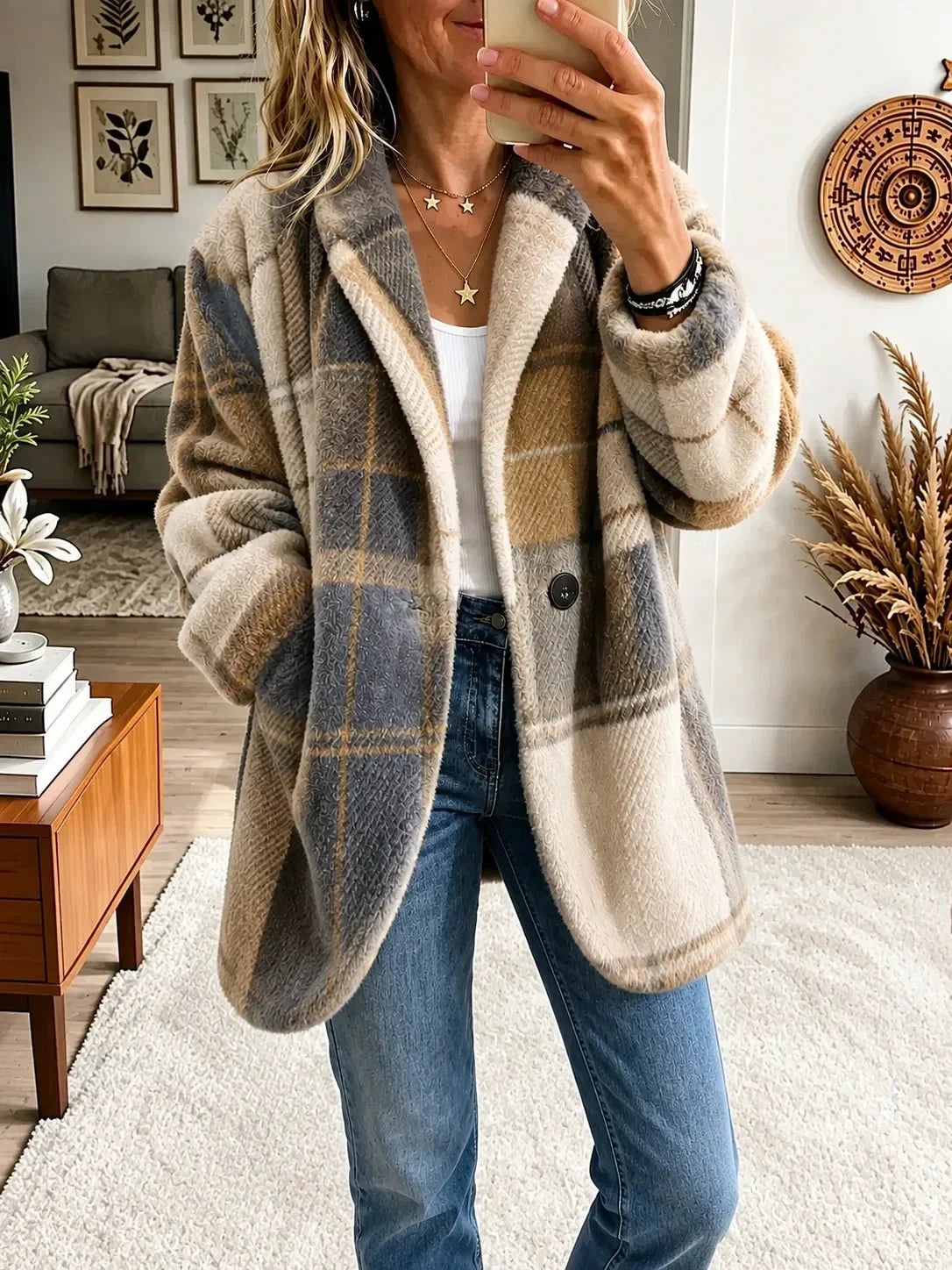 Cozy Multi-Color Plaid Coat 6