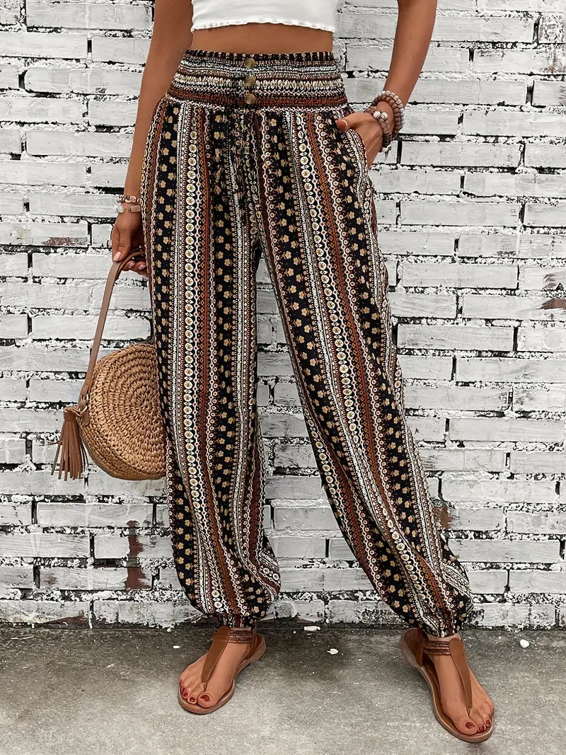 Boho-chic women's trousers with graphic print – Solara
