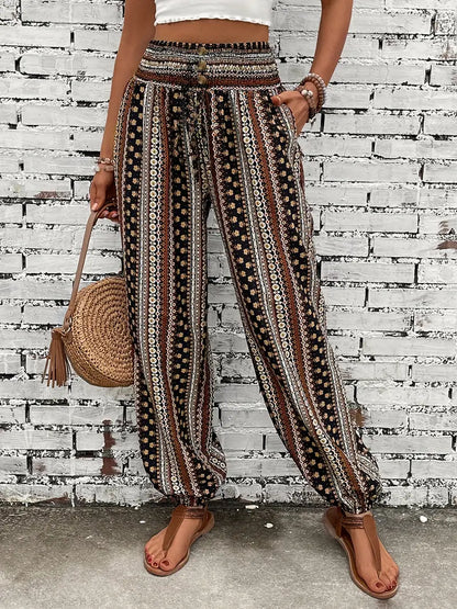 Boho-chic women's trousers with graphic print – Solara