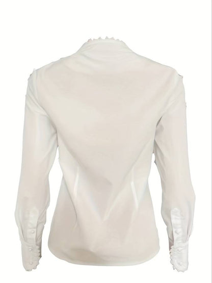 Chic White Women's Blouse with Gold Buttons – Isalie