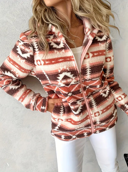 Ladies' Teddy Vest with Aztec Pattern – Nayeli