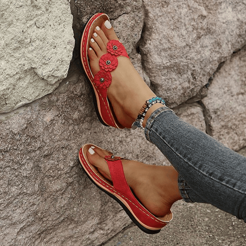 Orthopaedic ladies' sandals with floral detail – Melina