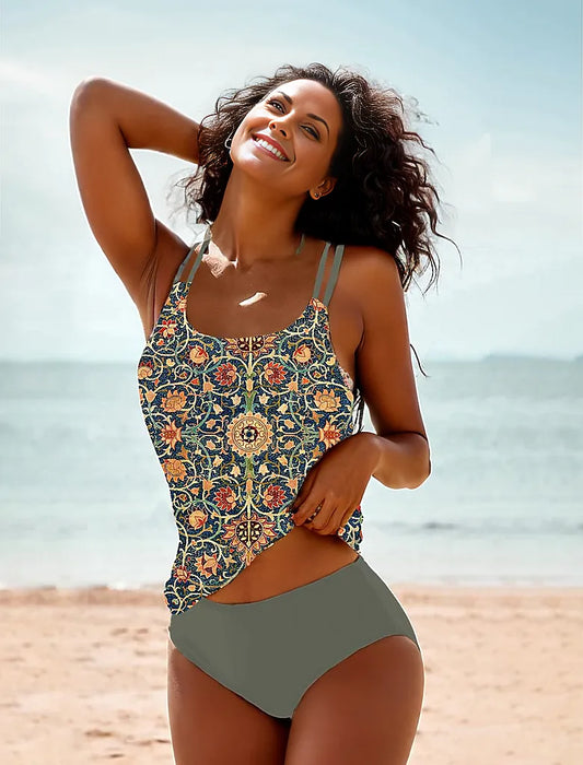 Stylish Sleeveless Bikini with Attractive Pattern - SummerGlow