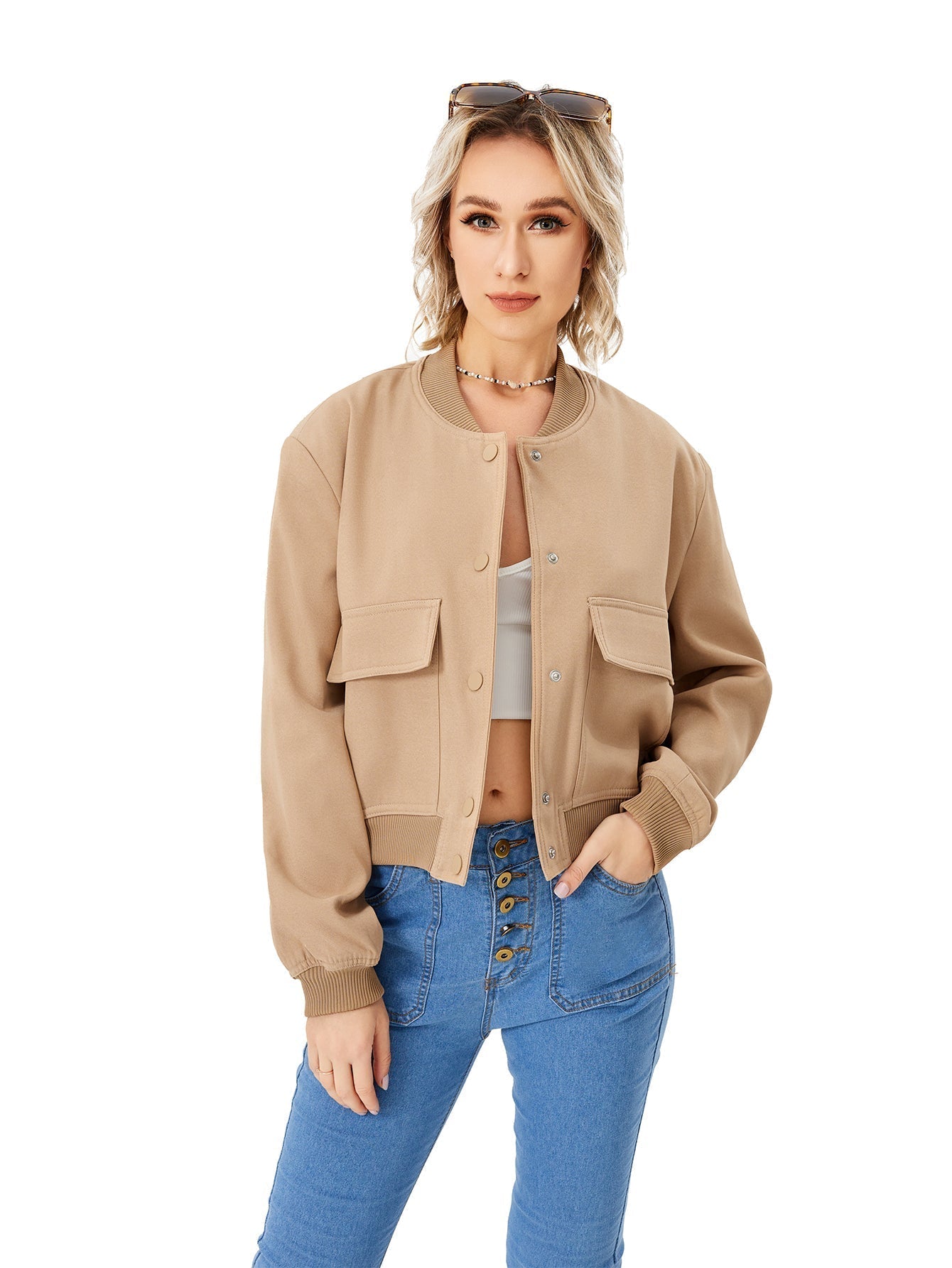 Light women's bomber jacket with button closure – Mira