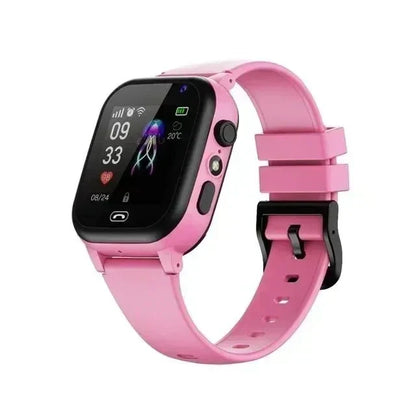 Pink version of the kids' smartwatch with black buckle and jellyfish watch face 4