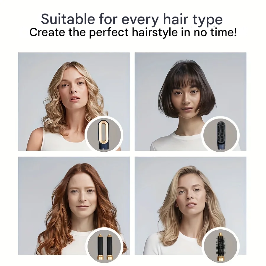 Four women with different hair types and lengths, each paired with the attachment suited to their style 2