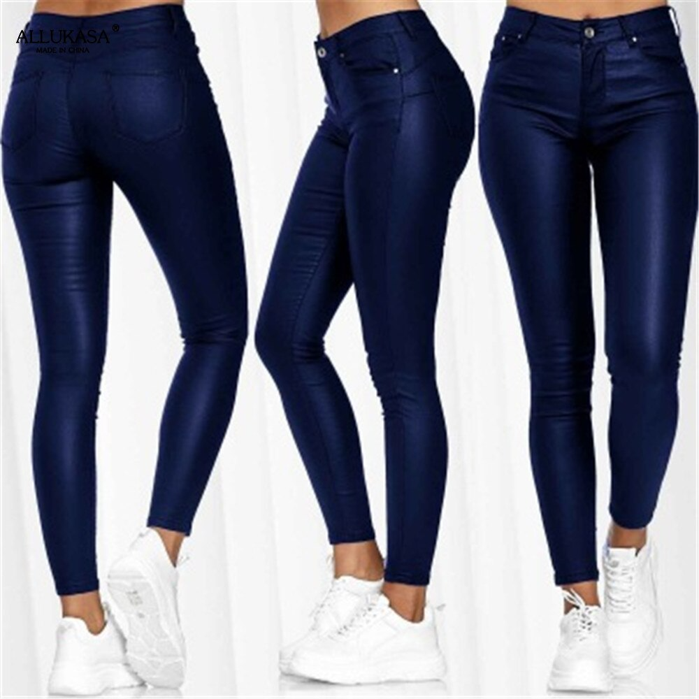 Leather stretch trousers with a high waist - Raffaela