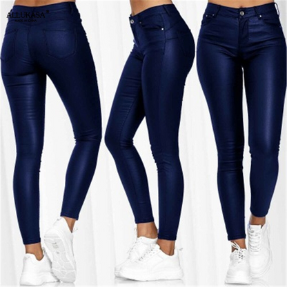 Leather stretch trousers with a high waist - Raffaela