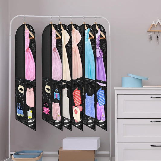 Dance and Costume Garment Bag Set – 5-Pack with Clear Pockets and Fold-Over Flap (Buy 1, Get 1 FREE)