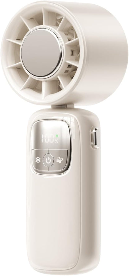 Portable, foldable hand-held fan with LED display, 100 speed settings