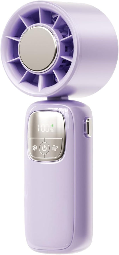 Portable, foldable hand-held fan with LED display, 100 speed settings