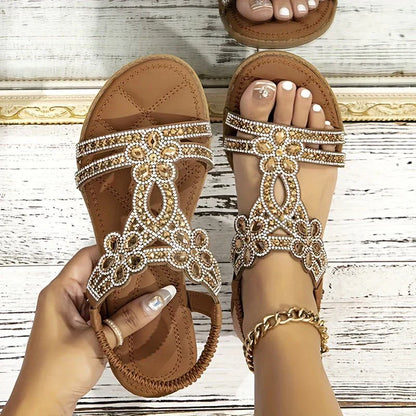 Bohemian beach sandals with elasticated strap – Naima