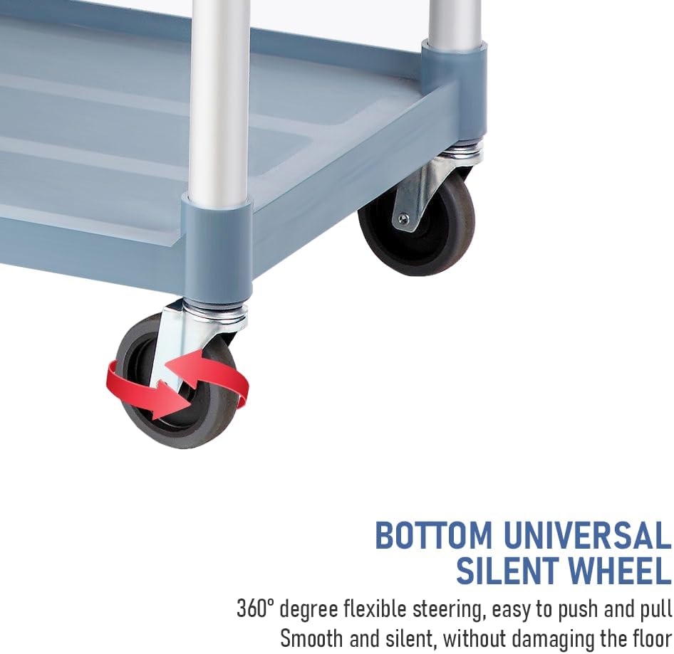 3-tier rolling service trolley with lockable castors – ServePro