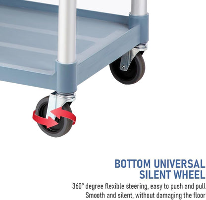 3-tier rolling service trolley with lockable castors – ServePro