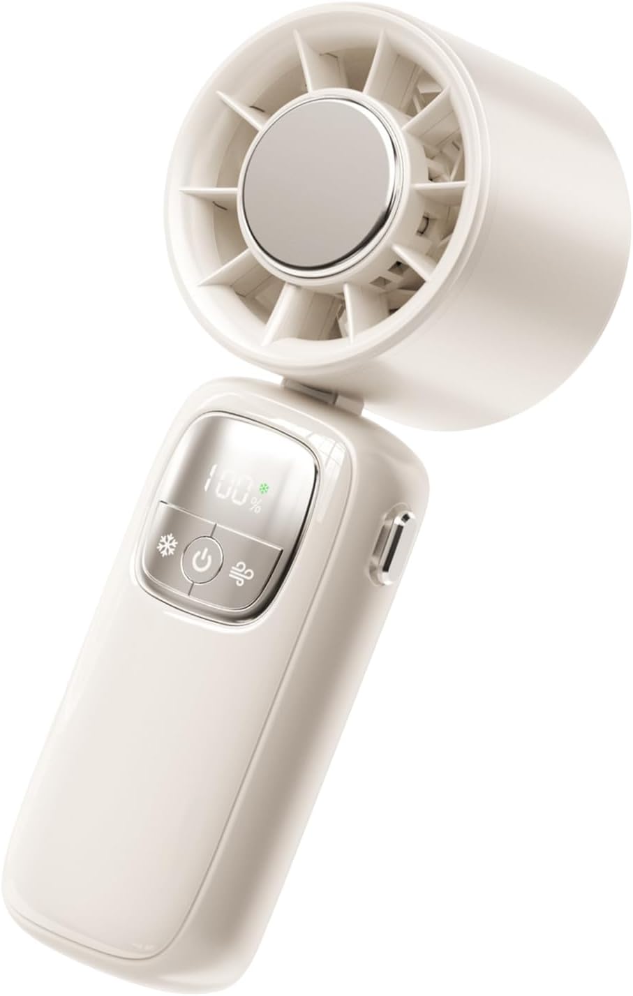 Portable, foldable hand-held fan with LED display, 100 speed settings