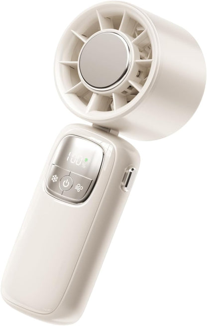 Portable, foldable hand-held fan with LED display, 100 speed settings