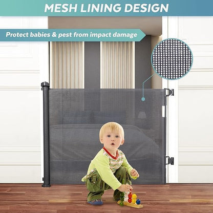Retractable mesh child safety gate with self-closing mechanism – Kivora