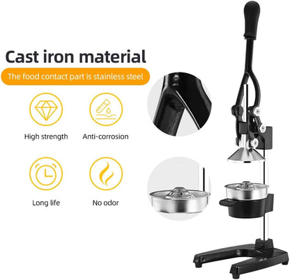 Cast-iron hand-press juicer with 99% yield and stainless-steel housing – Orvado