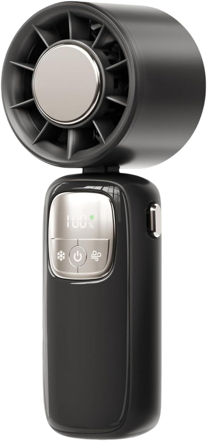 Portable, foldable hand-held fan with LED display, 100 speed settings