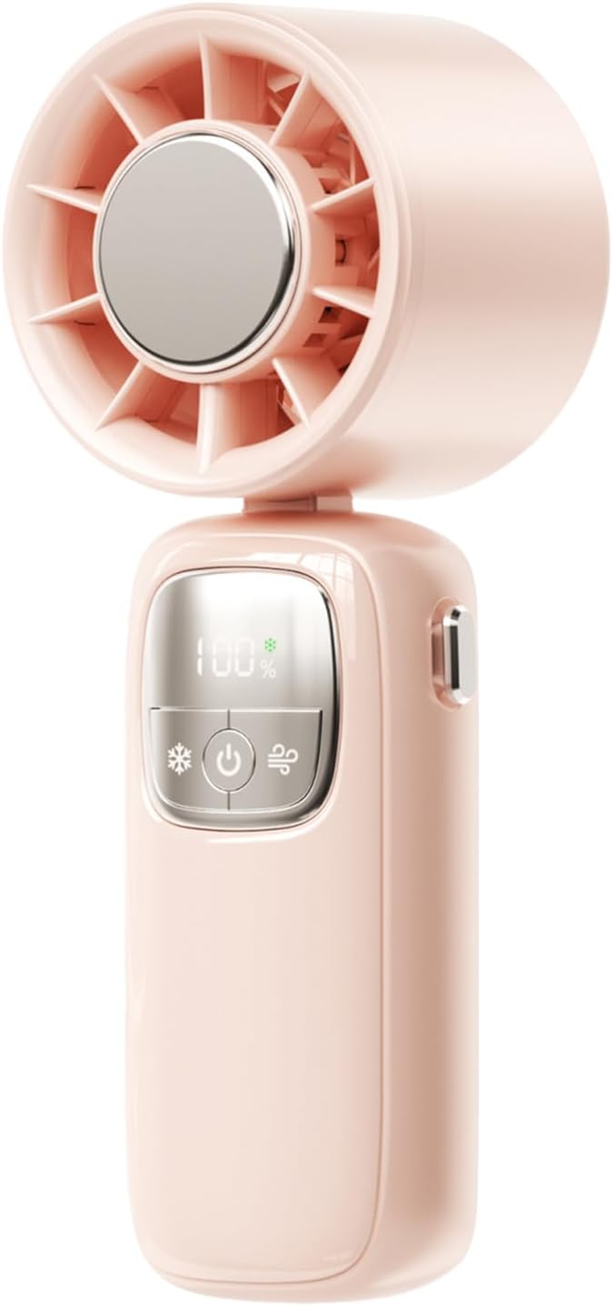 Portable, foldable hand-held fan with LED display, 100 speed settings