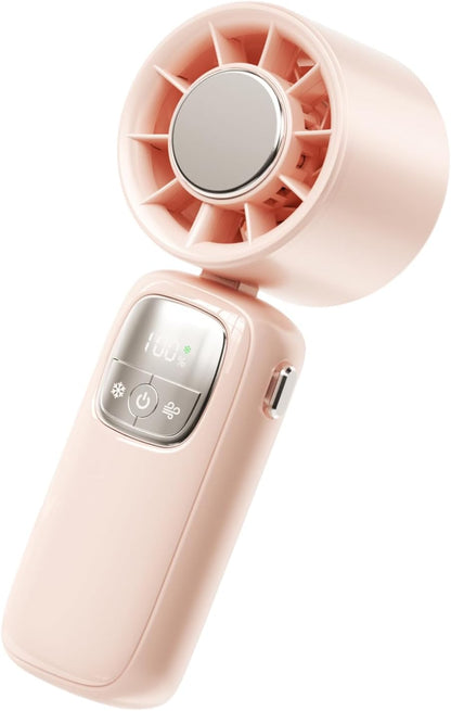 Portable, foldable hand-held fan with LED display, 100 speed settings