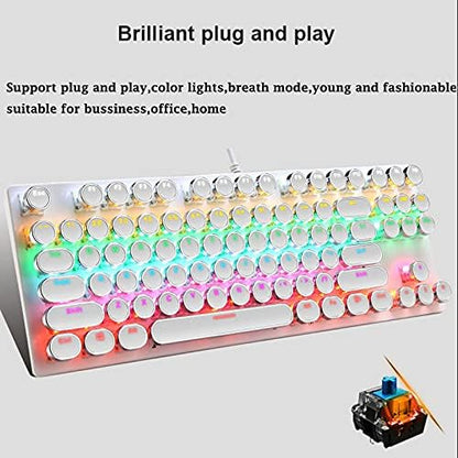 87-key mechanical gaming keyboard with RGB backlighting, blue switches