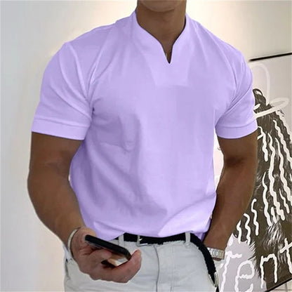 Breathable men's fitness shirt with V-neck – Timo