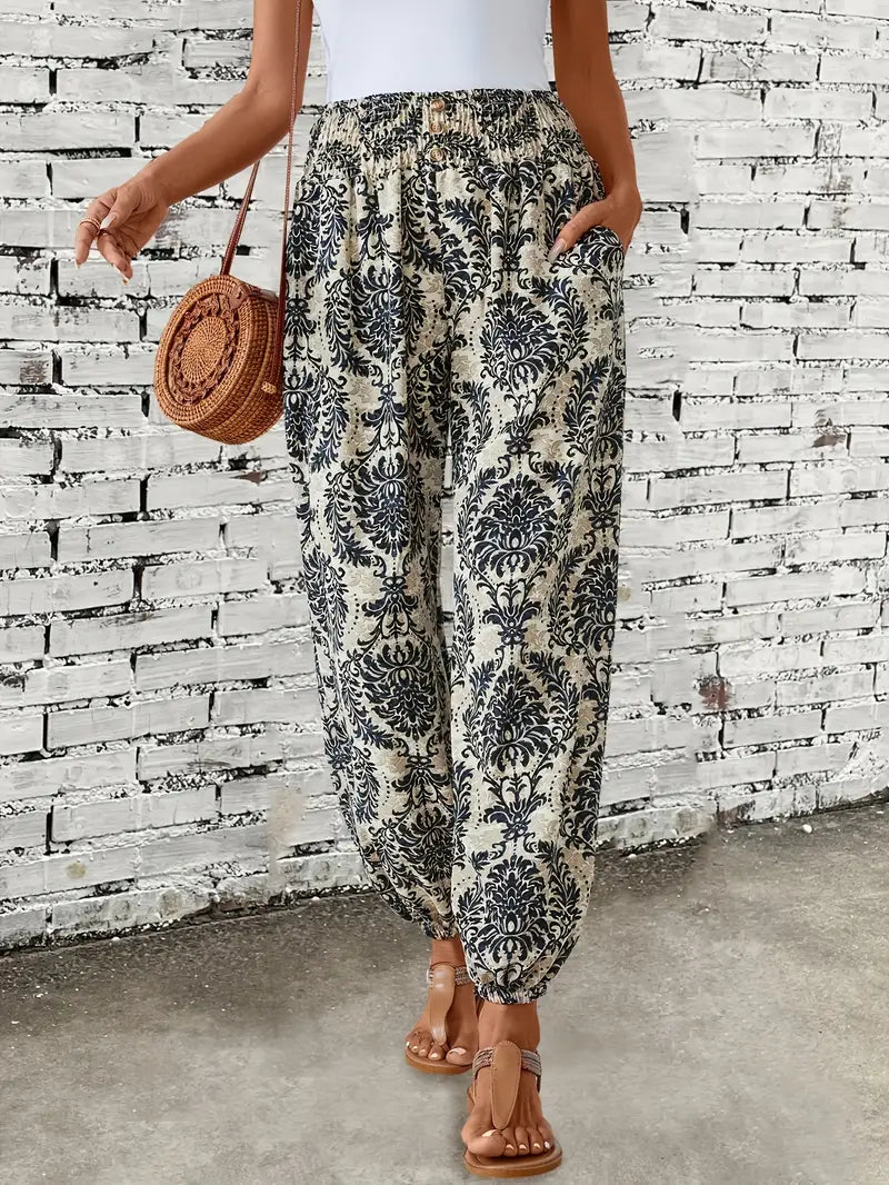 Boho-chic women's trousers with graphic print – Solara
