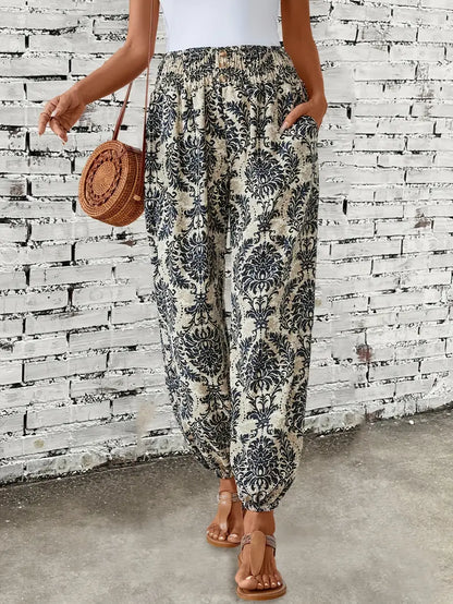 Boho-chic women's trousers with graphic print – Solara