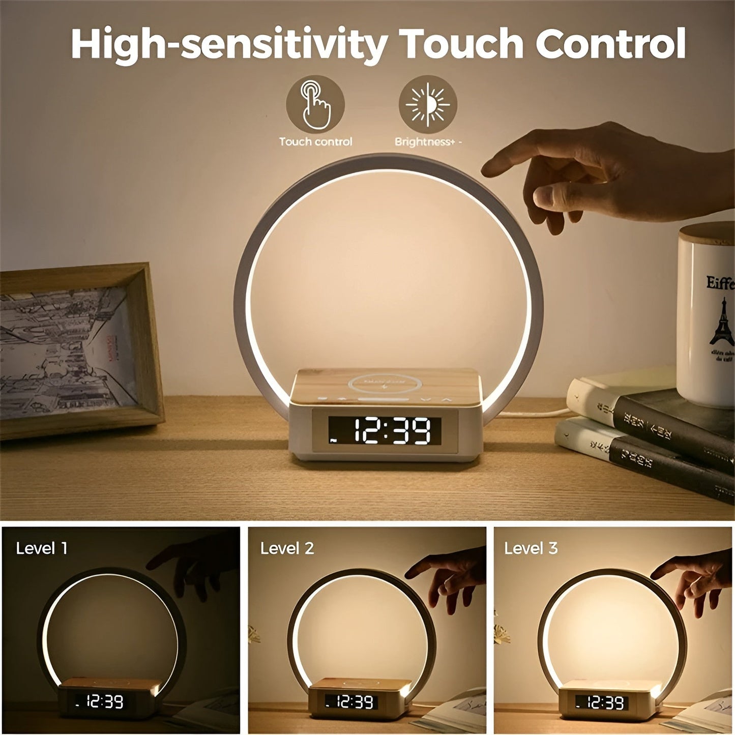 Design Night Light with Charger and Gentle Wake Function - LumoRise