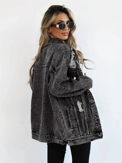 Waterproof & Lined Oversized Women's Hooded Denim Jacket – Autumn Magic Talia