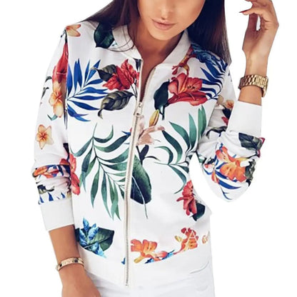 Long-sleeved women's autumn jacket with floral pattern – Liora
