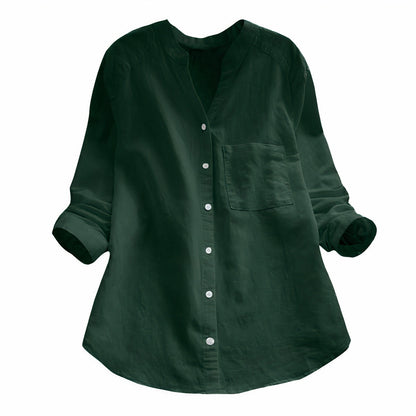 Autumn cotton-linen women's blouse – Maëlle