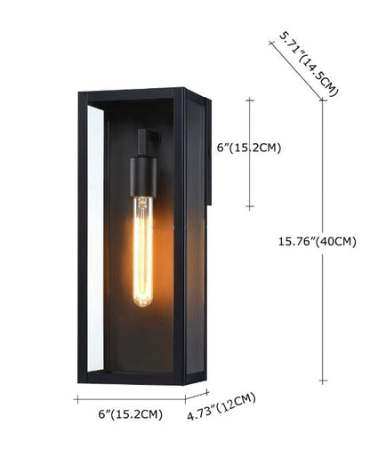 Modern Black Outdoor Wall Lantern with Clear Glass, Dusk to Dawn Sensor 10