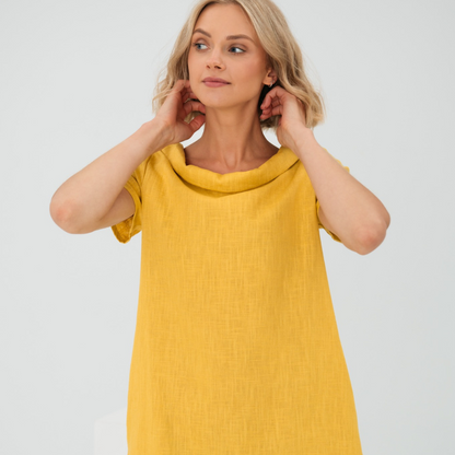 Linen summer dress, midi-length – Fenna