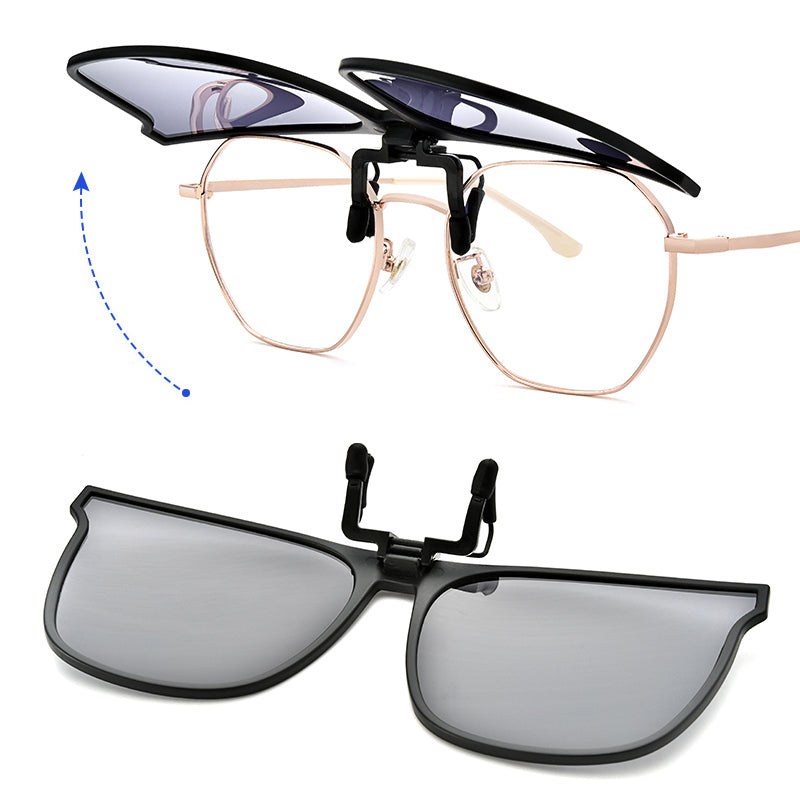 Polarising clip-on sunglasses for glasses wearers – Felix