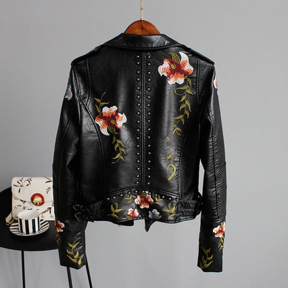 Cropped women's faux leather jacket with zip – Herbstzauber Rona